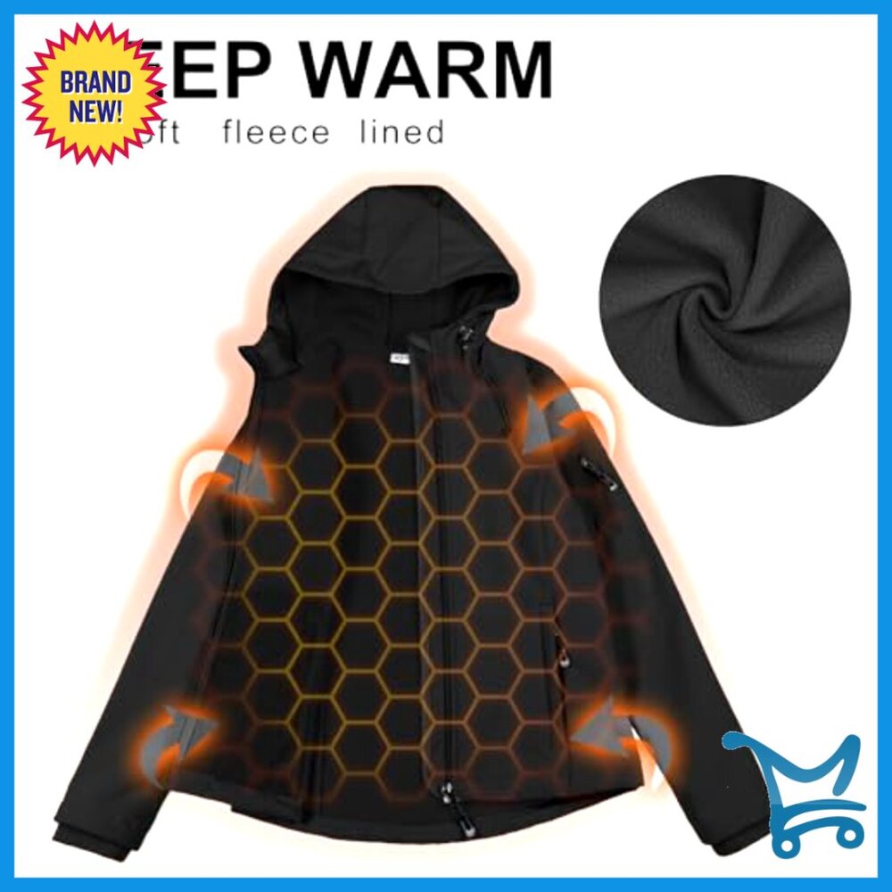 Fleece Lined Softshell Jacket Hooded Windproof In… - image 3